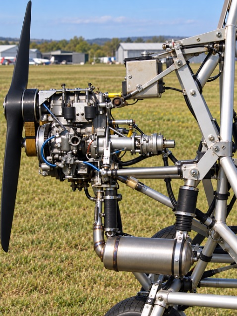 Vikhr-30 engine and propeller installed on a powered trike